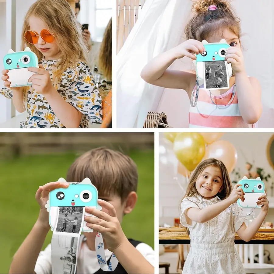 Aparat dla dzieci z drukarką termiczną Drukuś 2.0 Bluetooth niebieski